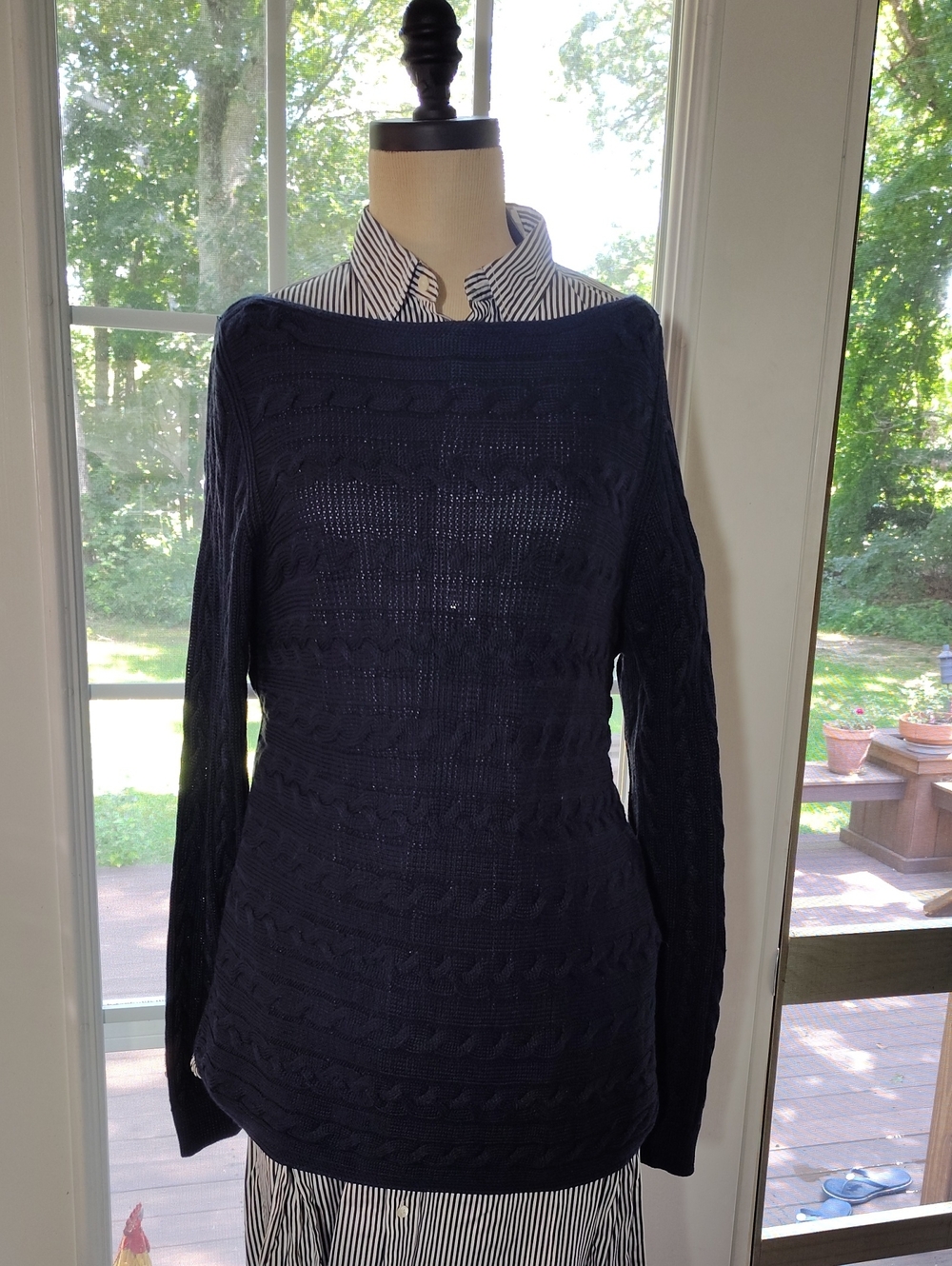 Ralph Lauren Navy Cable-Knit Boatneck Sweater